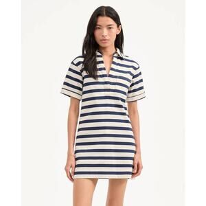 Veronica Beard Cayden Polo Dress in Navy and Dove Stripe XS